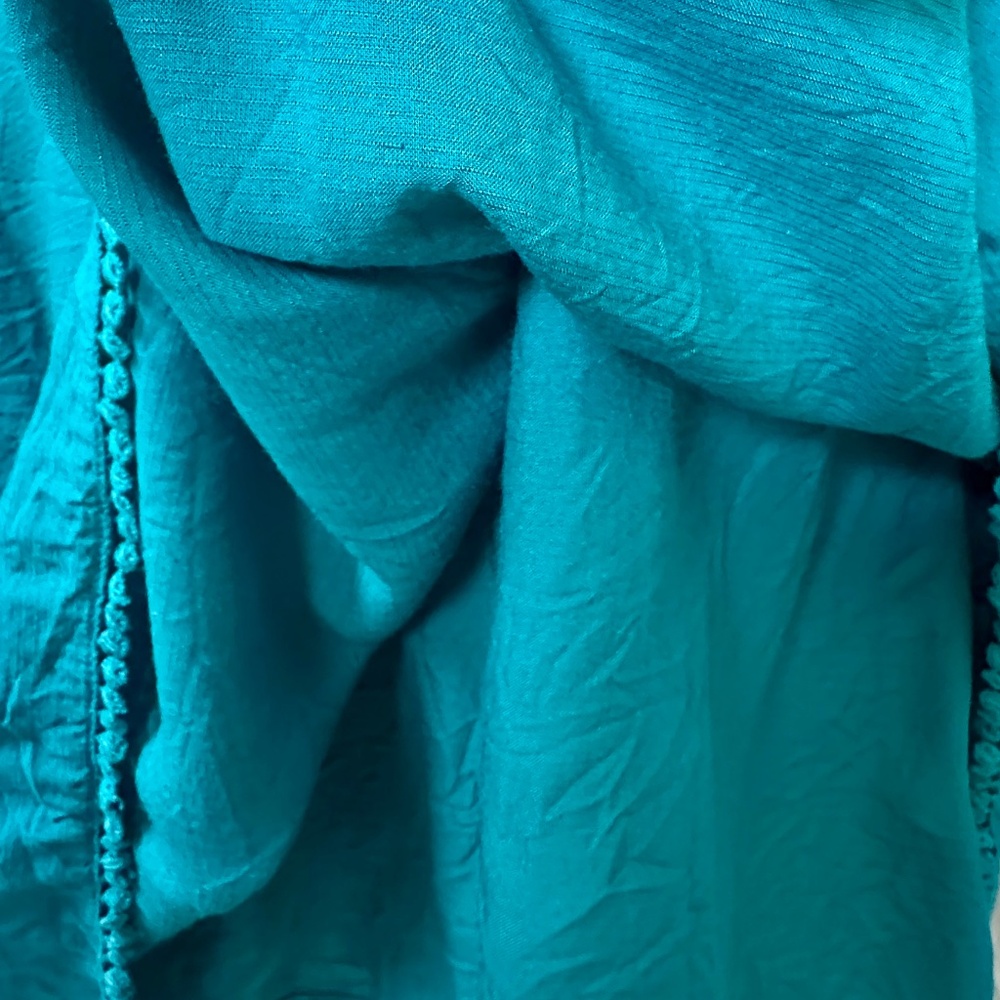 SUNDANCE Naomi Isles Modal Turquoise and Cream Long Sleeved Embroidered XL Tunic - Picture 12 of 13